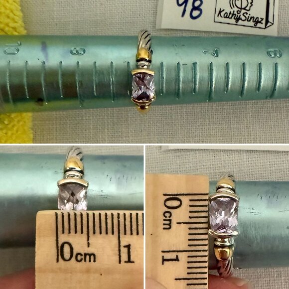 Lavender CZ Cable Band Ring Size 8 10K Gold Estate Jewelry Timeless Style - Picture 8 of 14